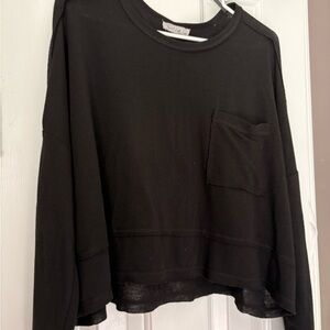 Black Long Sleeve Top with Pocket
